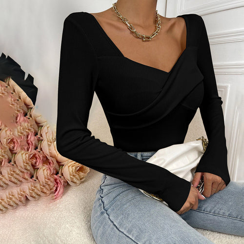 Body à manches longues pour femme avec design enveloppant décoratif Levoire