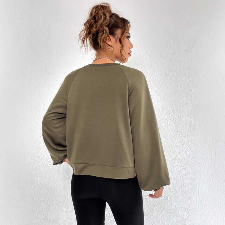 Sweatshirt décontracté pour femmes à raglan avec poignets élastiques et design minimaliste Levoire