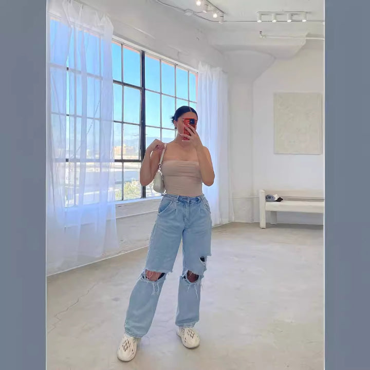 Jeans Mom Distressées pour Femmes Levoire