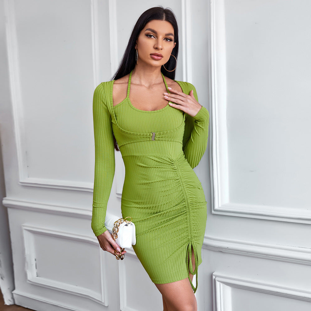 Levoire | Tricot-robe Brodée Robe-micro à manches longues Vert