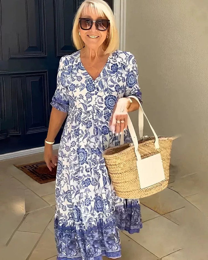 Levoire | Robe à motif noué Imprimé fleuri Bleu