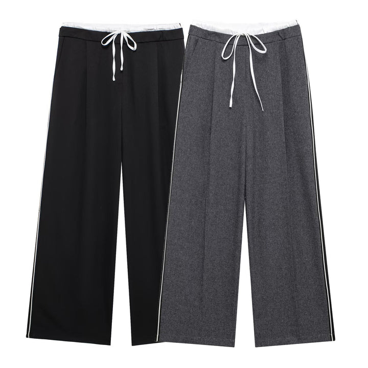 Levoire | unique layered double belt long trousers