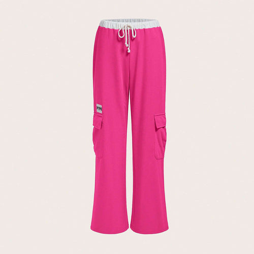 Pantalons cargo décontractés pour femmes avec une coupe large et une taille élastique Levoire