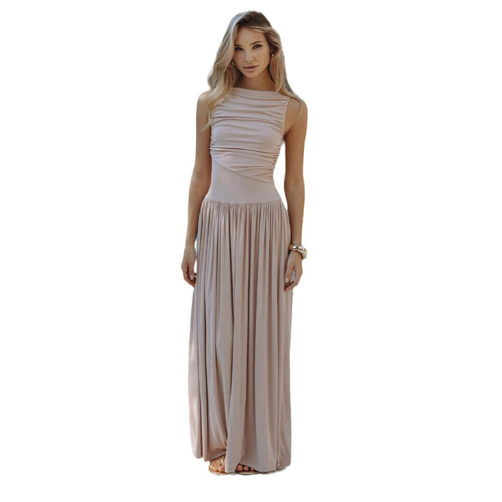 Robe maxi élégante pour femmes avec plis et taille haute Levoire