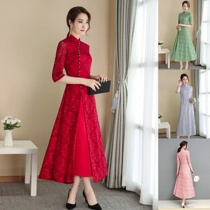 Levoire | Spitzen-Qipao Fille d'été Robe d'été