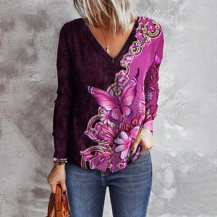 Levoire | Chemise tendance avec impression de papillon Rosa