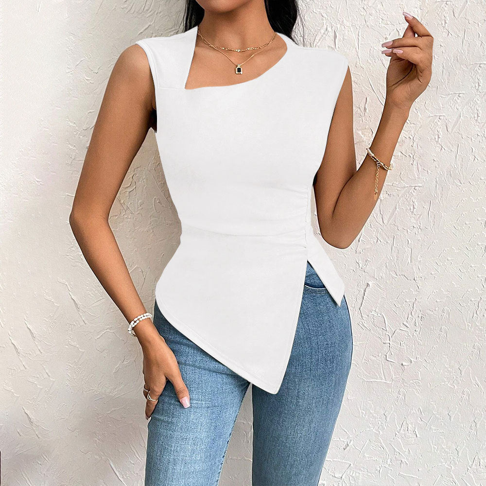 Top asymétrique pour femmes avec drapage élégant et découpe à la mode Levoire