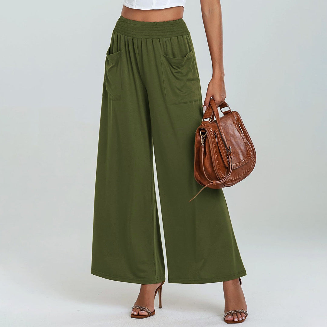 Levoire | Pantalon large à taille haute en jersey relaxant et extensible Vert