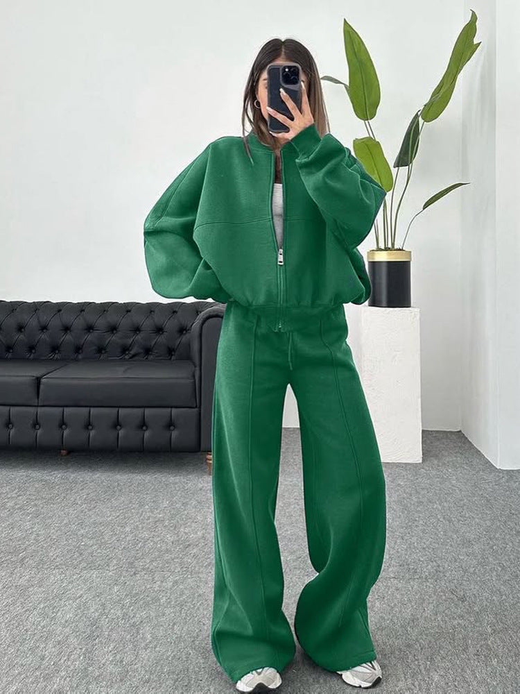 Levoire | Trendik Street Style Veste Pantalon Long Set Vert