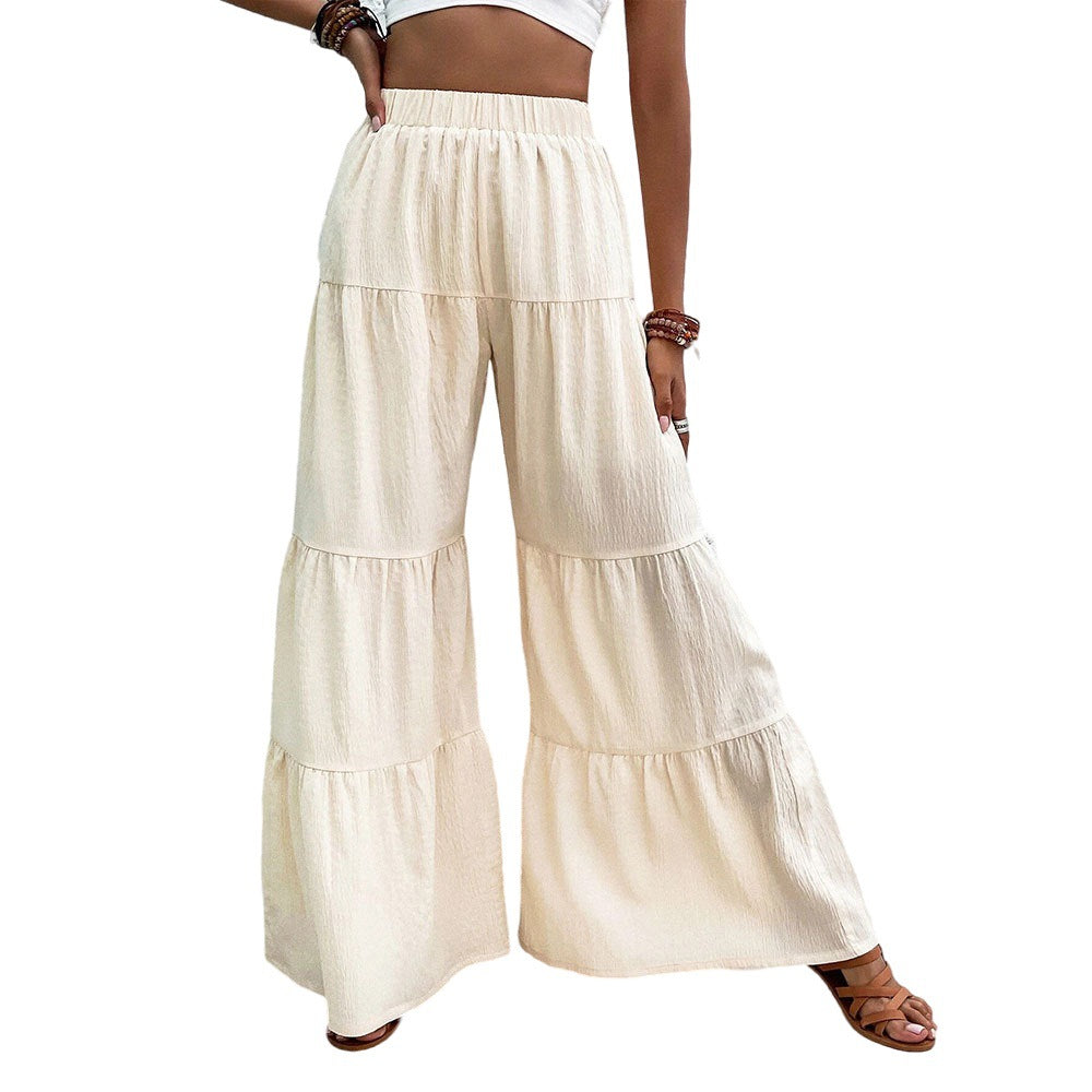 Pantalons palazzo larges pour femmes avec design en couches et ceinture élastique Levoire