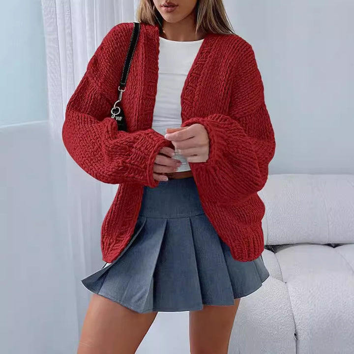 Cardigan en tricot doux pour femme avec des manches volumineuses et un devant ouvert Levoire