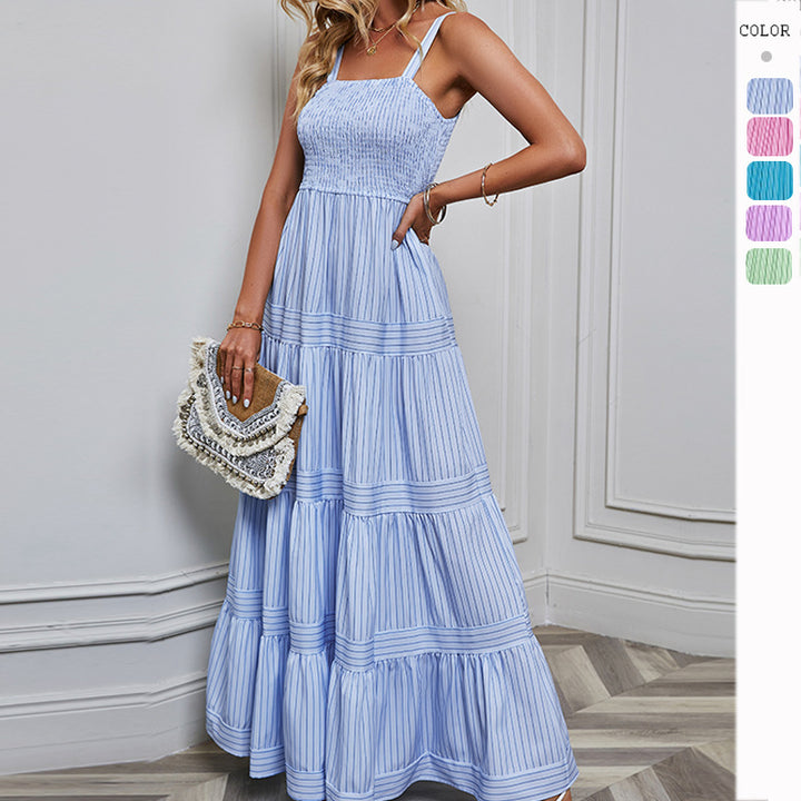 Robe plissée maximaliste pour femmes avec dessus élastique et jupe volumineuse Levoire