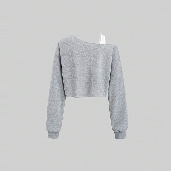 Sweatshirt court pour femme avec design asymétrique et manches volumineuses Levoire