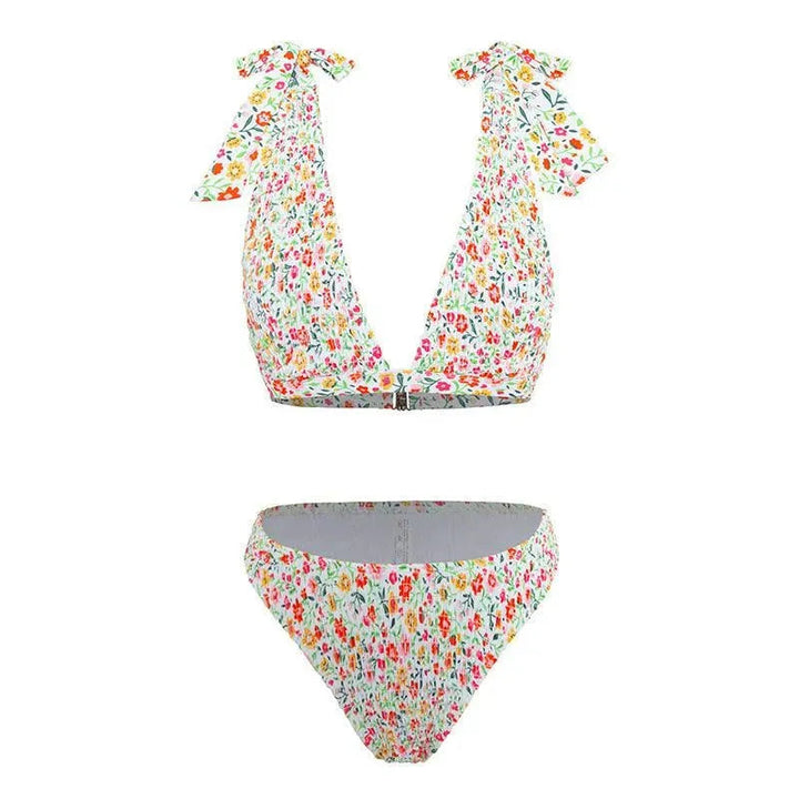 Levoire | Women's bikini with floral pattern and two shoulder strap openings