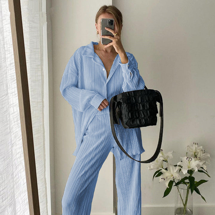 Levoire | Ensemble noir pour femmes avec jambes larges Bleu ciel