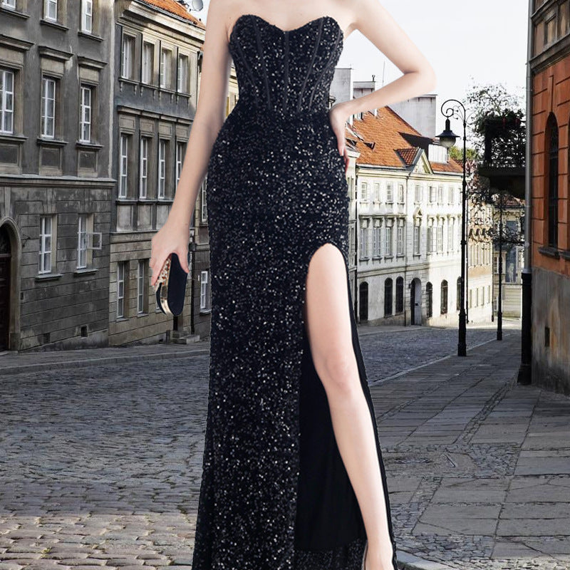 Levoire | Robe élégante à bustier en queue de poisson Reines Noir