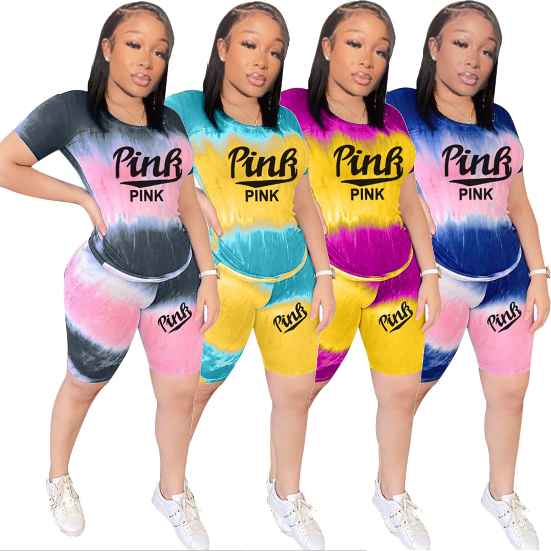Tenue sportive pour femmes à manches courtes avec motif tie-dye tendance Levoire