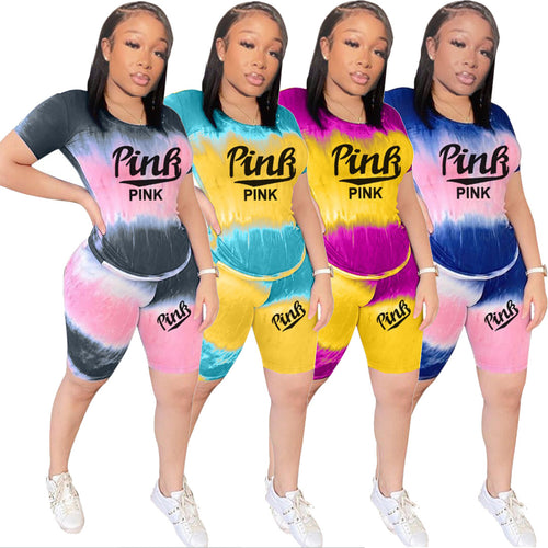 Tenue sportive pour femmes à manches courtes avec motif tie-dye tendance Levoire
