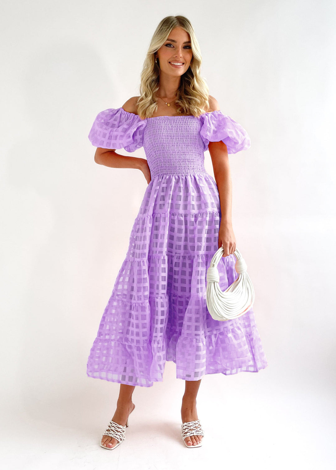 Robe maxi pour femmes avec manches bouffantes et haut élastique Levoire