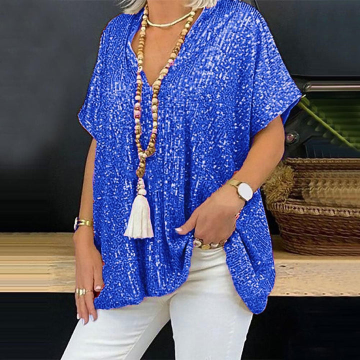 Levoire | Rento pull-over sequins col V T-shirt Bleu
