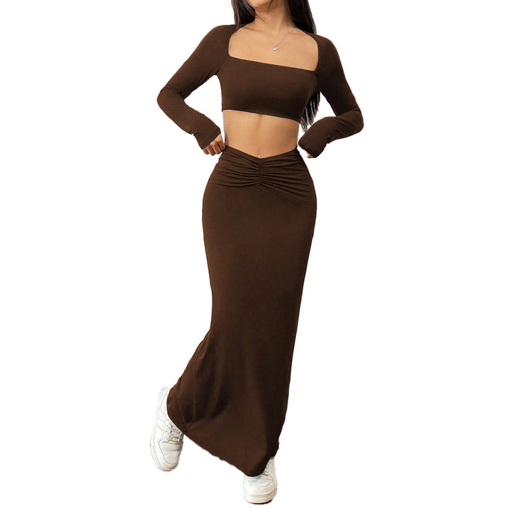 Ensemble de top crop et de jupe maxi à volants pour femmes Levoire