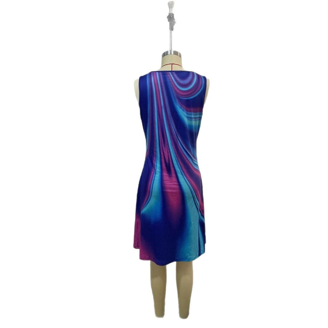 Levoire | Robe imprimée d'été sans manches robe imprimée mi-hauteur