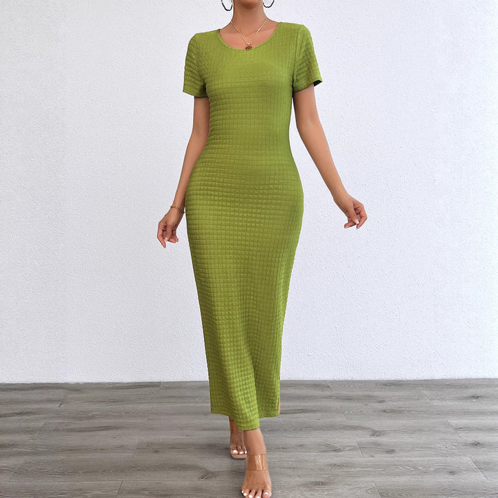 Robe maxi côtelée pour femme avec coupe ajustée et manches courtes Levoire