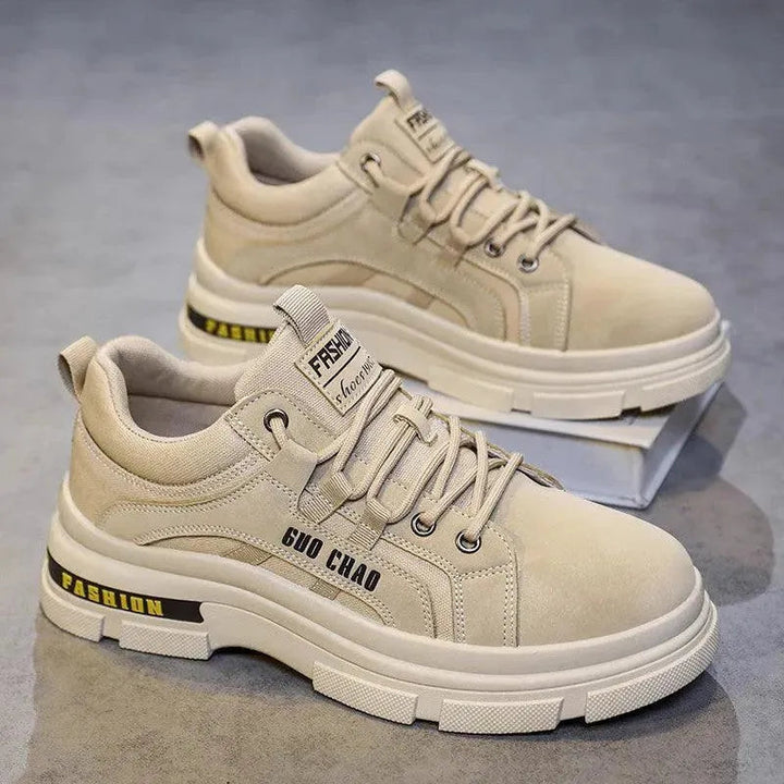 Levoire | Baskets en cuir pour hommes – Style urbain et confort maximal Khaki