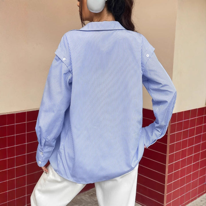 Blouse rayée décontractée pour femmes avec coupe oversize et détails de boutons Levoire