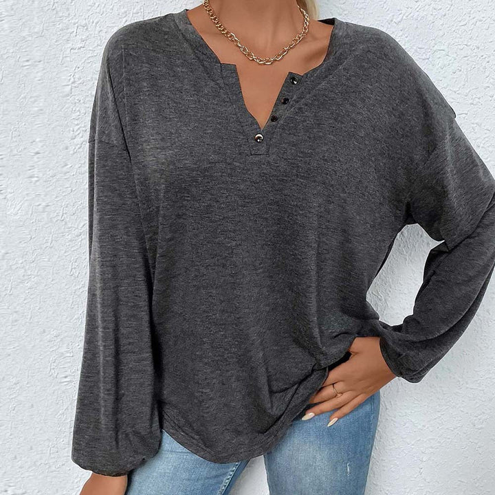 Chemisier à manches longues pour femmes avec patte de boutonnage et coupe ample Levoire