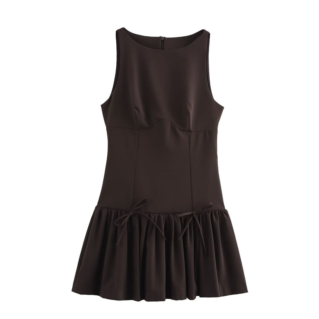 Levoire | Chic Printemps Sans Manches Robe Brun foncé