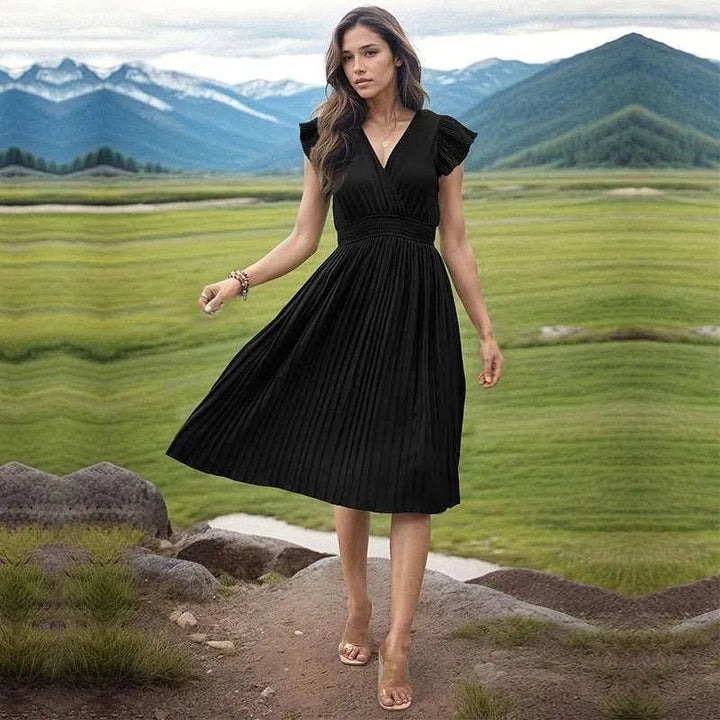 Levoire | Robe décontractée femme avec décolleté en V Noir