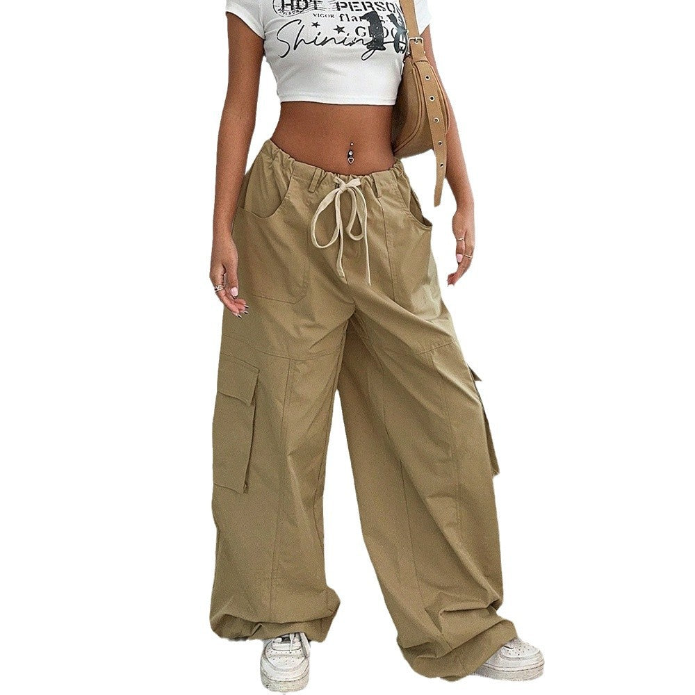 Pantalons cargo pour femmes avec poches latérales et taille élastique Levoire