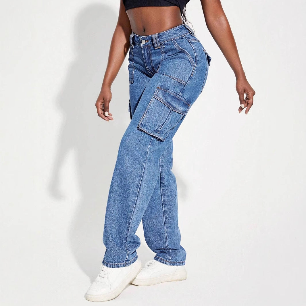 Jean cargo femme avec taille élastique et poches latérales pratiques Levoire