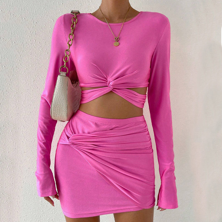 Women Crop Top and Mini Skirt Set with Ruffles Levoire