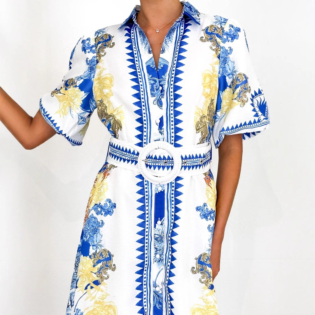 Robe maxi femme avec motif floral et ceinture à la taille Levoire