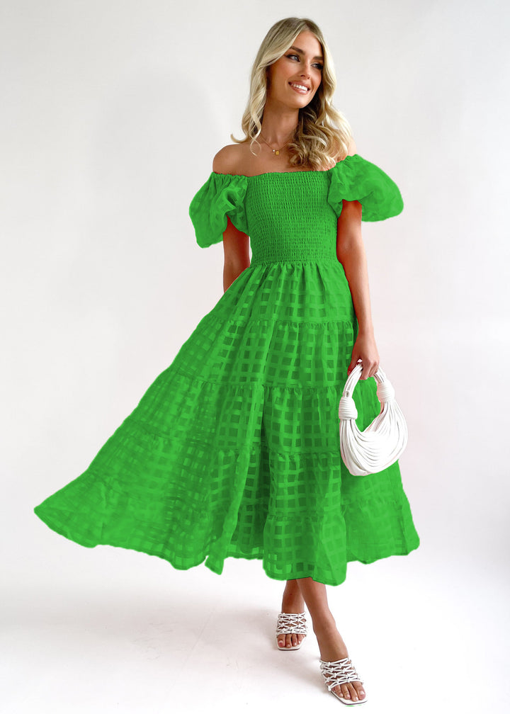 Robe maxi pour femmes avec manches bouffantes et haut élastique Levoire