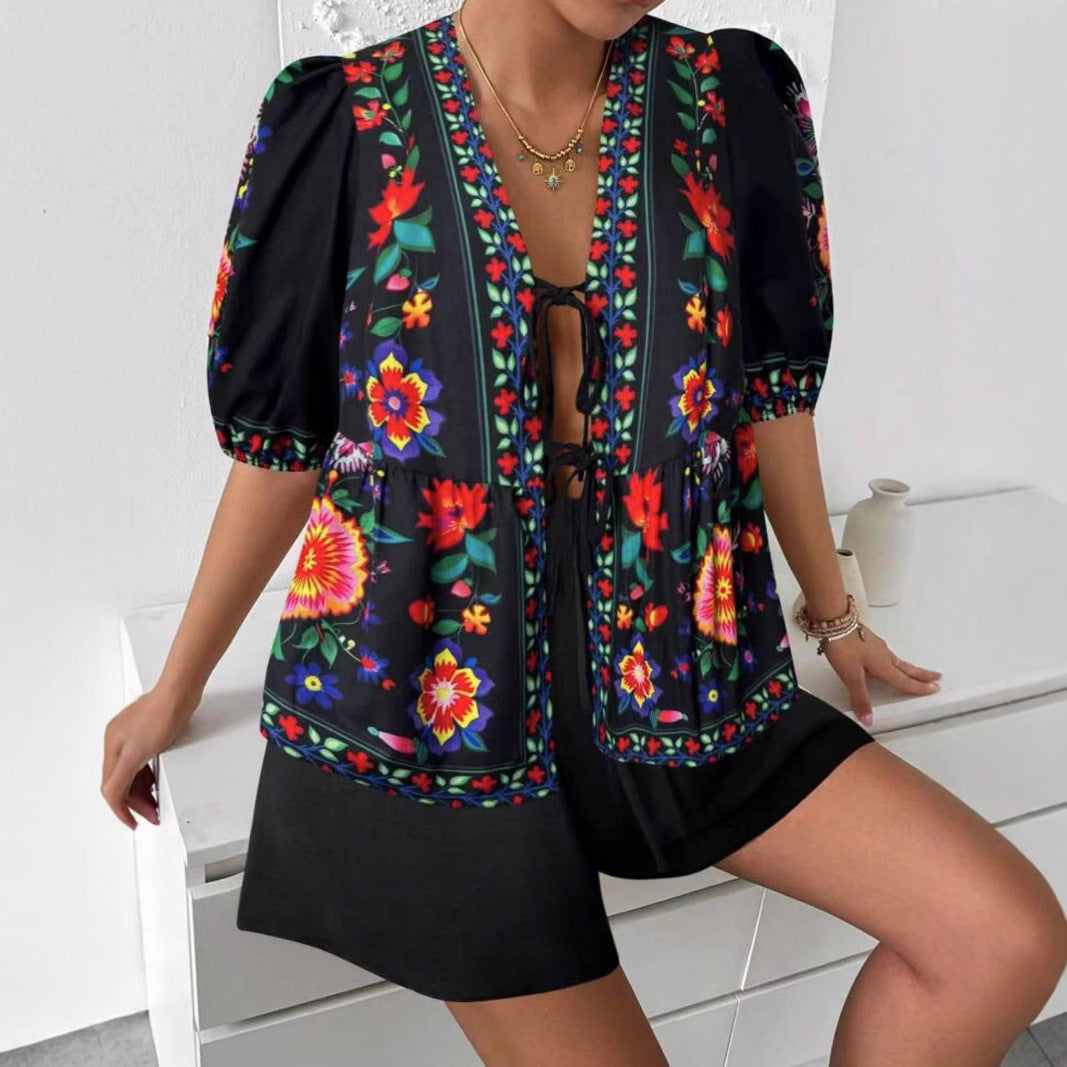 Chemisier femme avec motif floral coloré et coupe décontractée Levoire