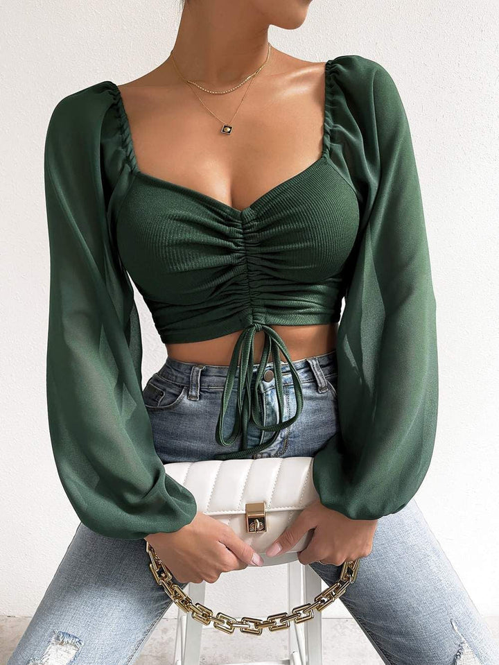 Levoire | Haut Chic Avec Volants Pour Femmes Vert foncé