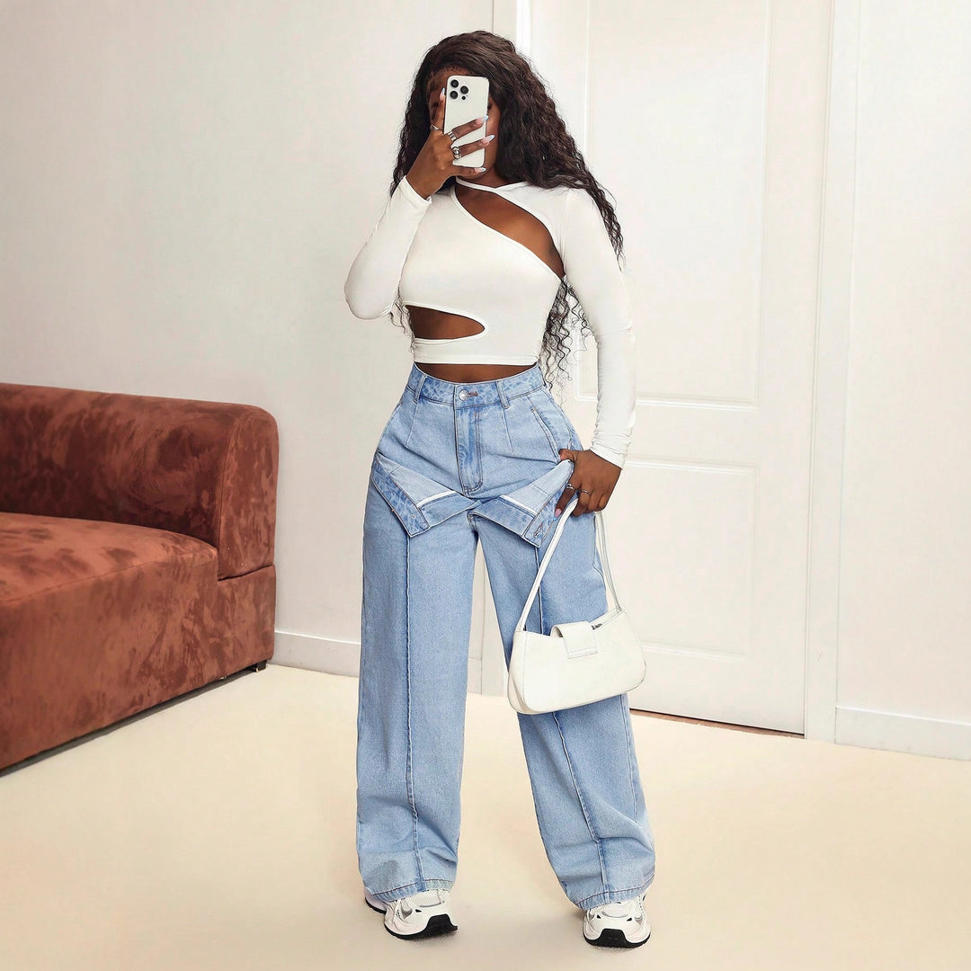Jean large pour femmes avec une coupe innovante et un design asymétrique Levoire