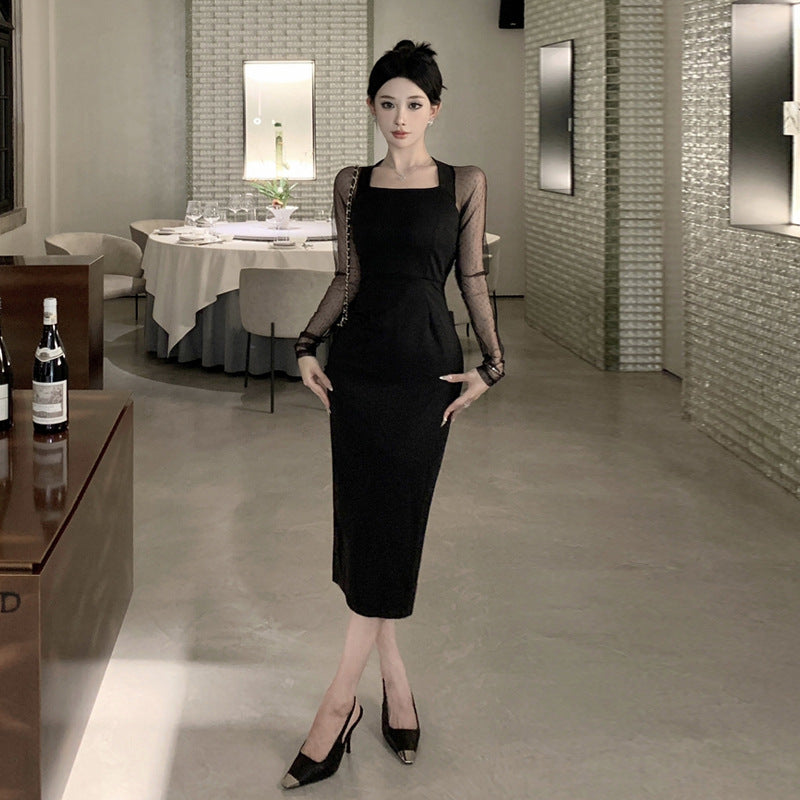 Levoire | Robe en filet Slim Fit Robe en filet à fente
