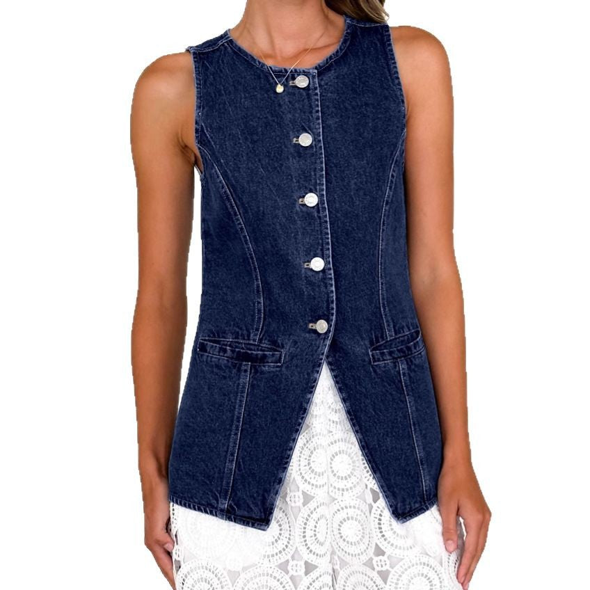 Gilet en denim pour femmes avec coupe ajustée et détails boutonnés Levoire