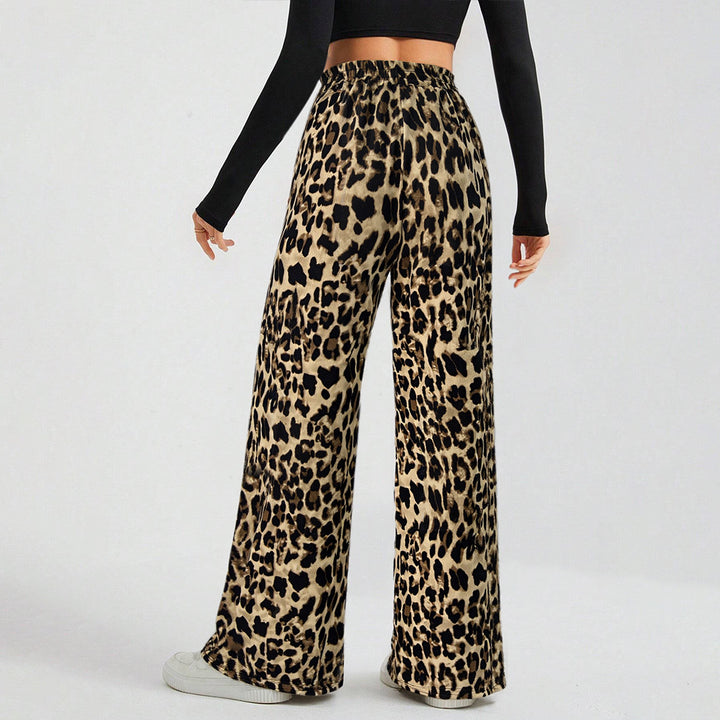 Pantalons palazzo larges pour femmes avec imprimé animal et ceinture élastique confortable Levoire