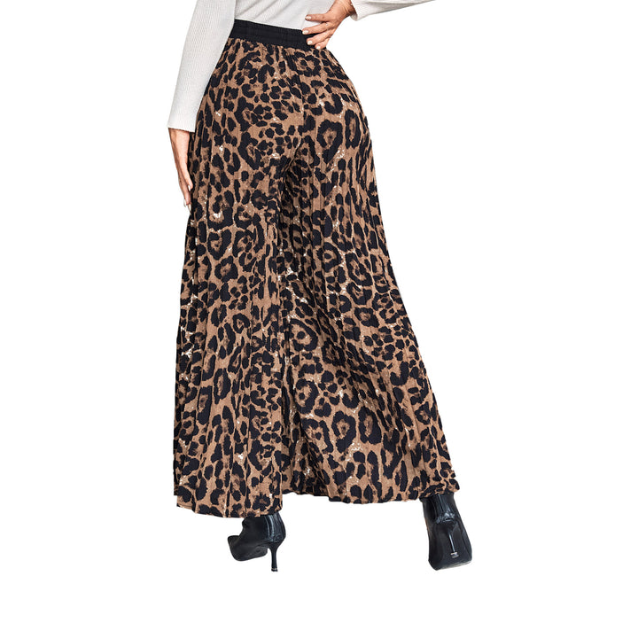 Pantalons Palazzo évasés pour femmes avec imprimé animal et taille élastique Levoire