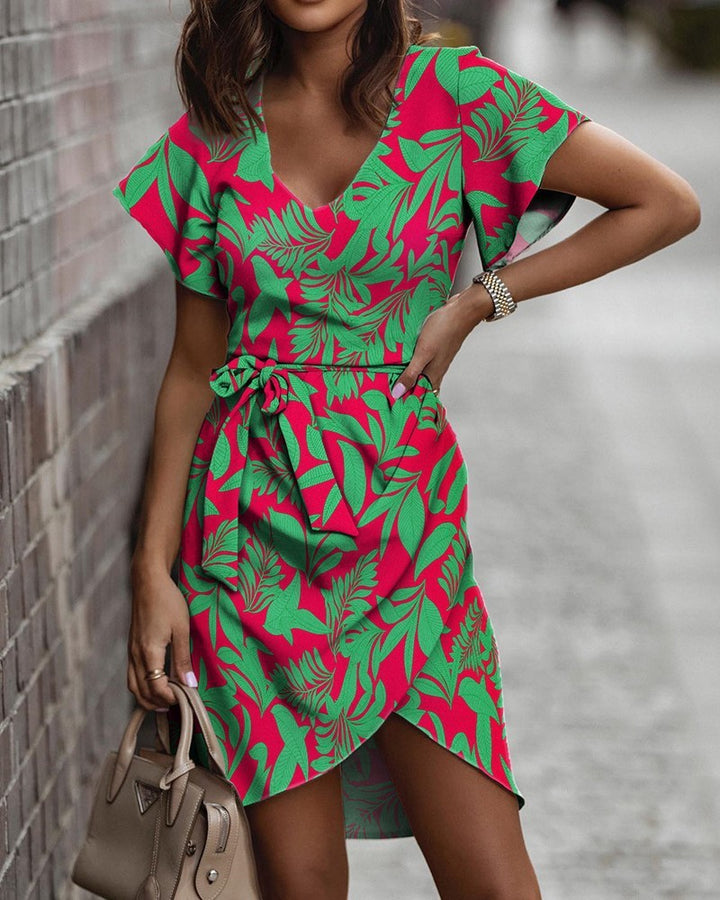 Robe portefeuille femme avec imprimé floral et nœud élégant Levoire