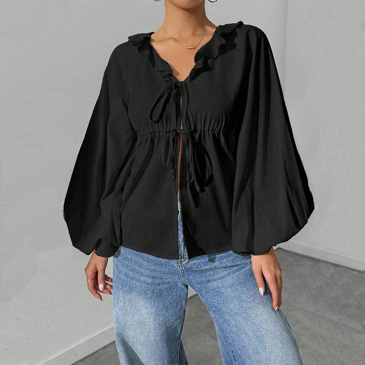 Chemise-blouson pour femme avec des manches volumineuses et des détails en volants Levoire