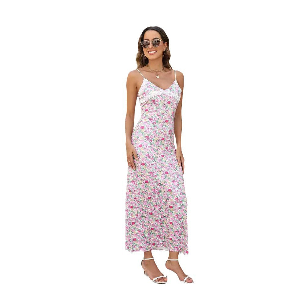 Levoire | Robe Maxi Bodycon Fleurie à Décolleté en V sexy