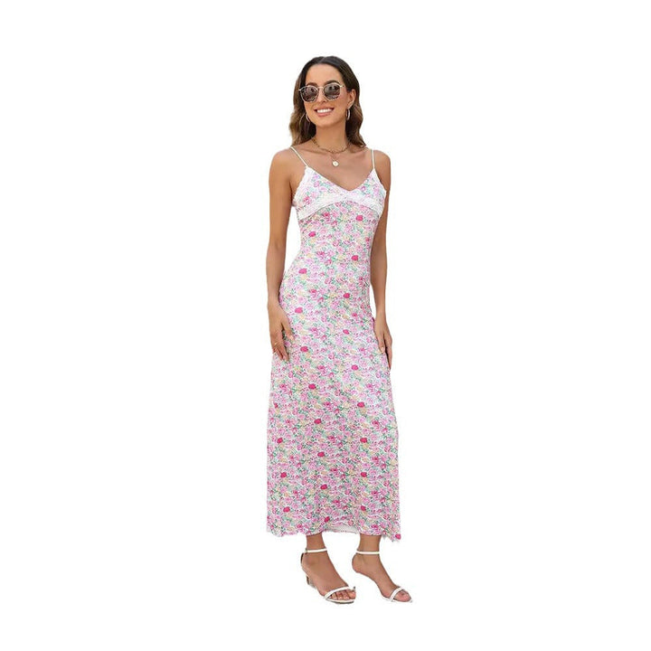 Levoire | Robe Maxi Bodycon Fleurie à Décolleté en V sexy