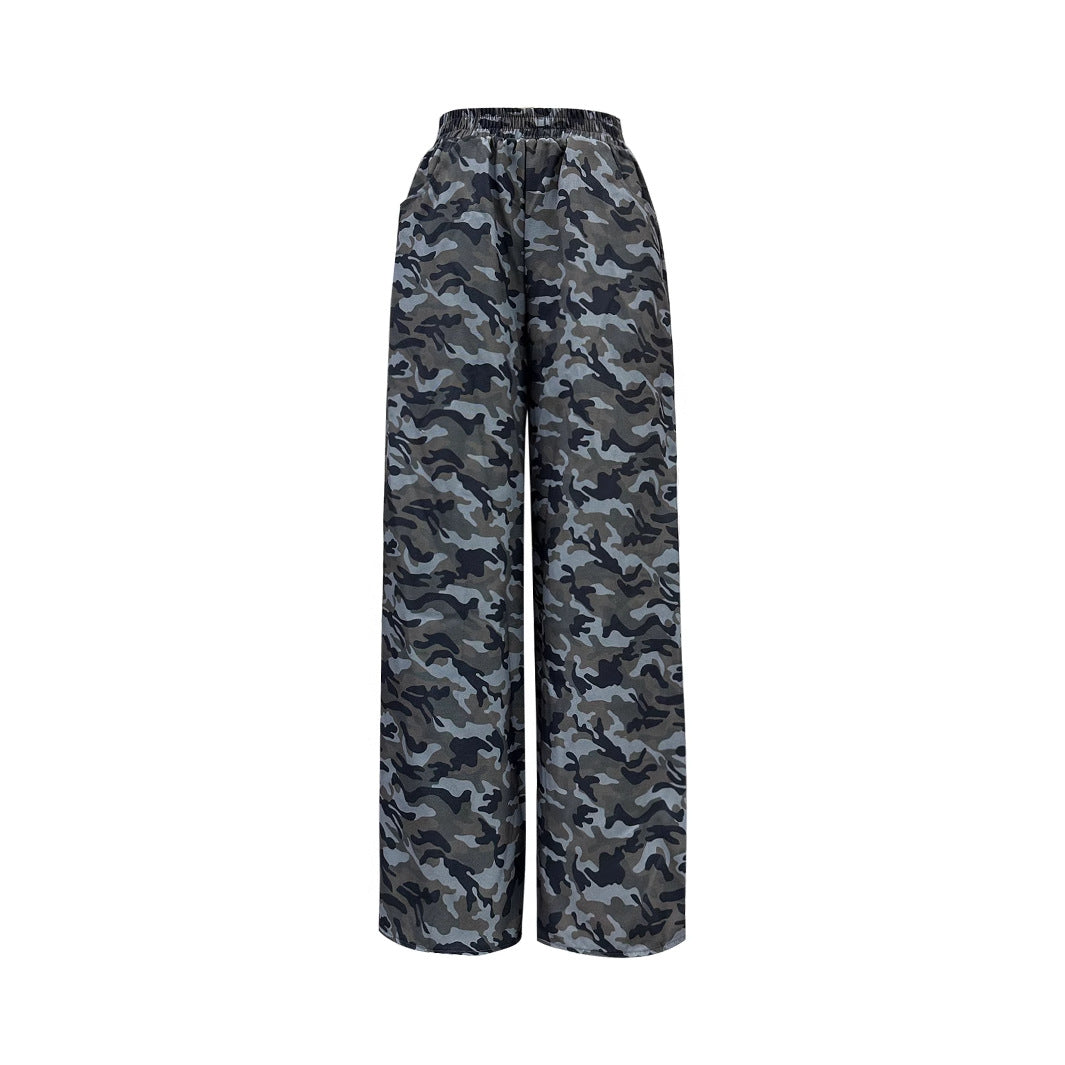Pantalons cargo larges pour femmes avec imprimé camouflage moderne Levoire