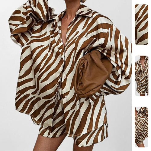 Chemise Oversize Femme avec Imprimé Zèbre et Manches Courtes Levoire